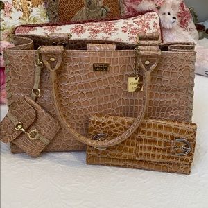 Vecceli Italy Croc embossed faux leather handbag